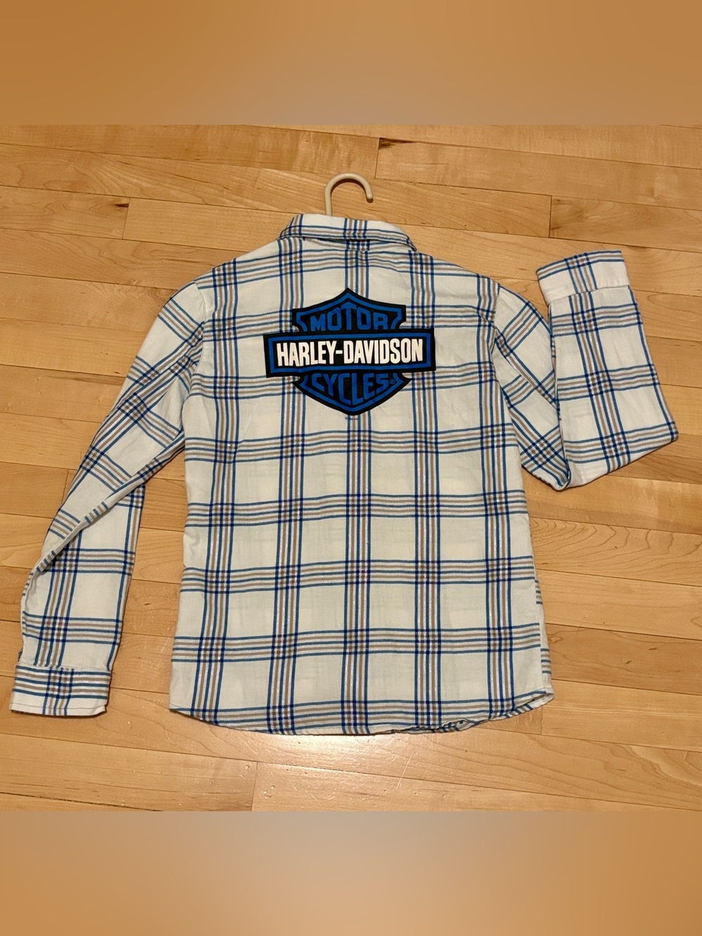 Harley-Davidson Big Girls’ Glittery Long Sleeve Plaid Shirt - size 10/12